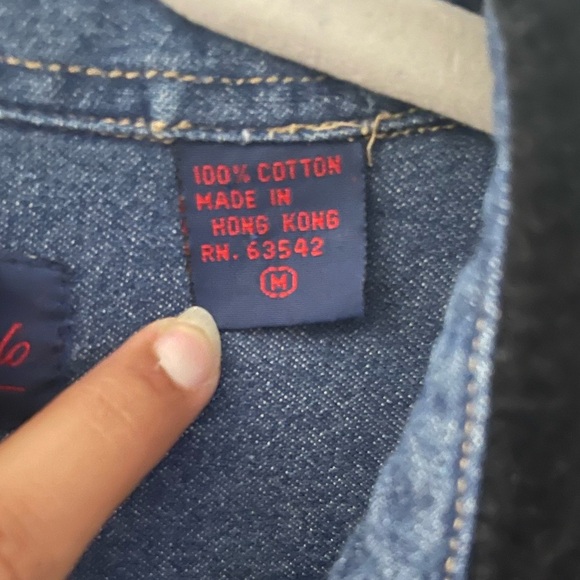 VINTAGE GIORGIO SANT ANGELO WOMENS DENIM & VELVET BUTTON DOWN COTTON SHIRT - Picture 9 of 9